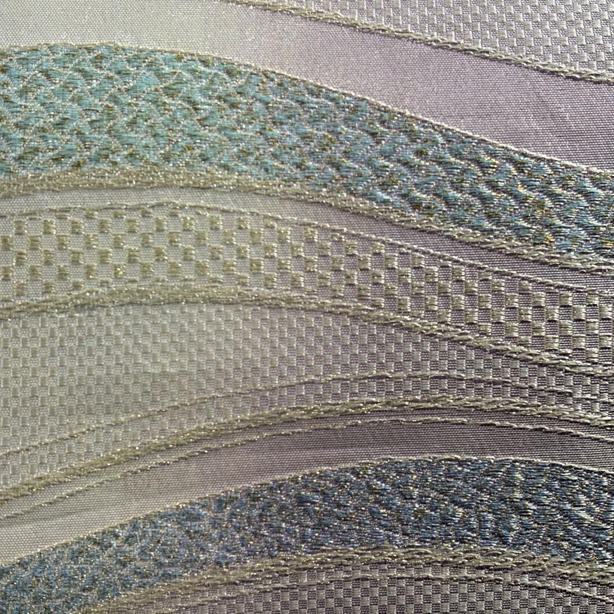 袋帯 美品 名品 やまと よろけ縞 市松 金糸 箔 銀色 六通 正絹