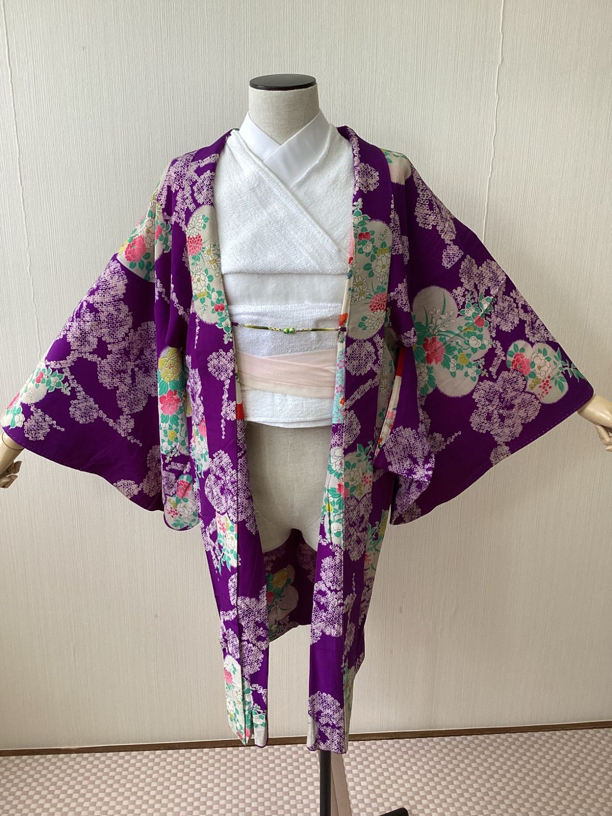 着物羽織 アンティーク着物 アンティーク羽織 アンティーク 大正ロマン 紫 裄67 5 cm ac 328