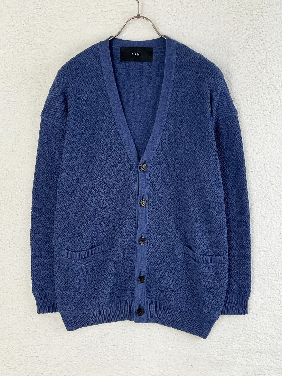 未使用 AKM SKY G V CARDIGAN レースニットカーディガン L 未使用 AKM L ブルー SKY G V CARDIGAN レースニット