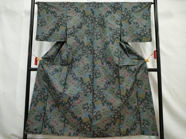 平和屋着物●本場大島紬　7マルキ　更紗花文　正絹　逸品　未使用　CAAU2710yc 平和屋着物○本場大島紬 7マルキ 更紗花文 正絹 逸品 未使用 CAAU2710yc