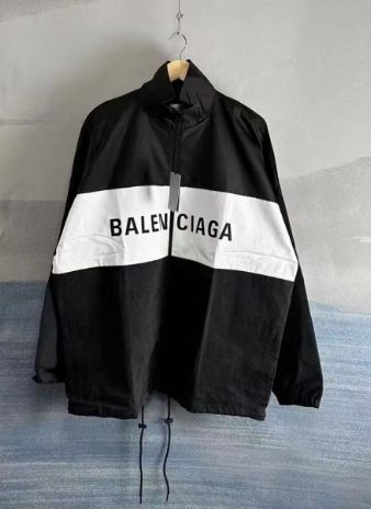 BALENCIAGA 18AW 529213 TBQ03 ロゴプリントデニム切り替えポプリン ...