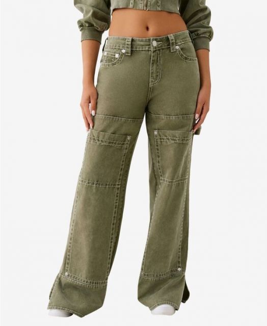 【送料無料】 トゥルーレリジョン レディース デニムパンツ ボトムス Women's Bobbi Big T Baggy Carpenter Jeans Kalamata