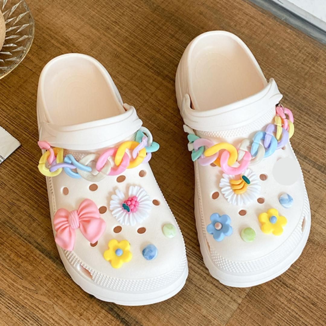 クロックス crocs ジビッツ 花びら カラフル リボン デコ 韓国