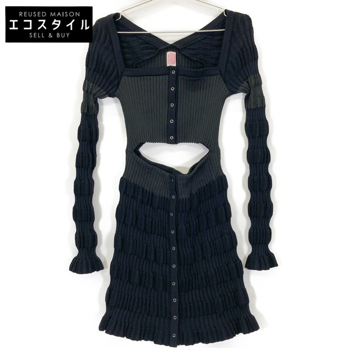 FETICO フェティコ FTC232-0704 23SS ﾌﾞﾗｯｸ STRIPE KNIT CARDIGAN ｽﾄﾗｲﾌﾟﾆｯﾄｶｰﾃﾞｨｶﾞﾝ F