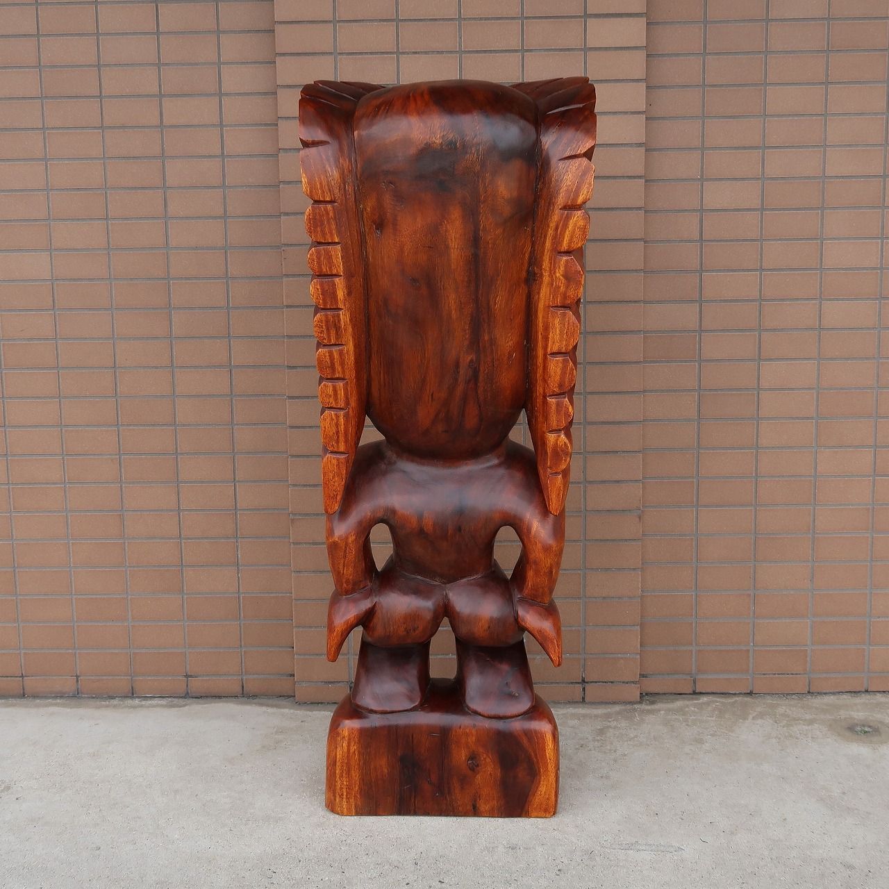 ティキの木彫り TIKI KU 100cm 木製スワール無垢材 1m ハワイアン雑貨
