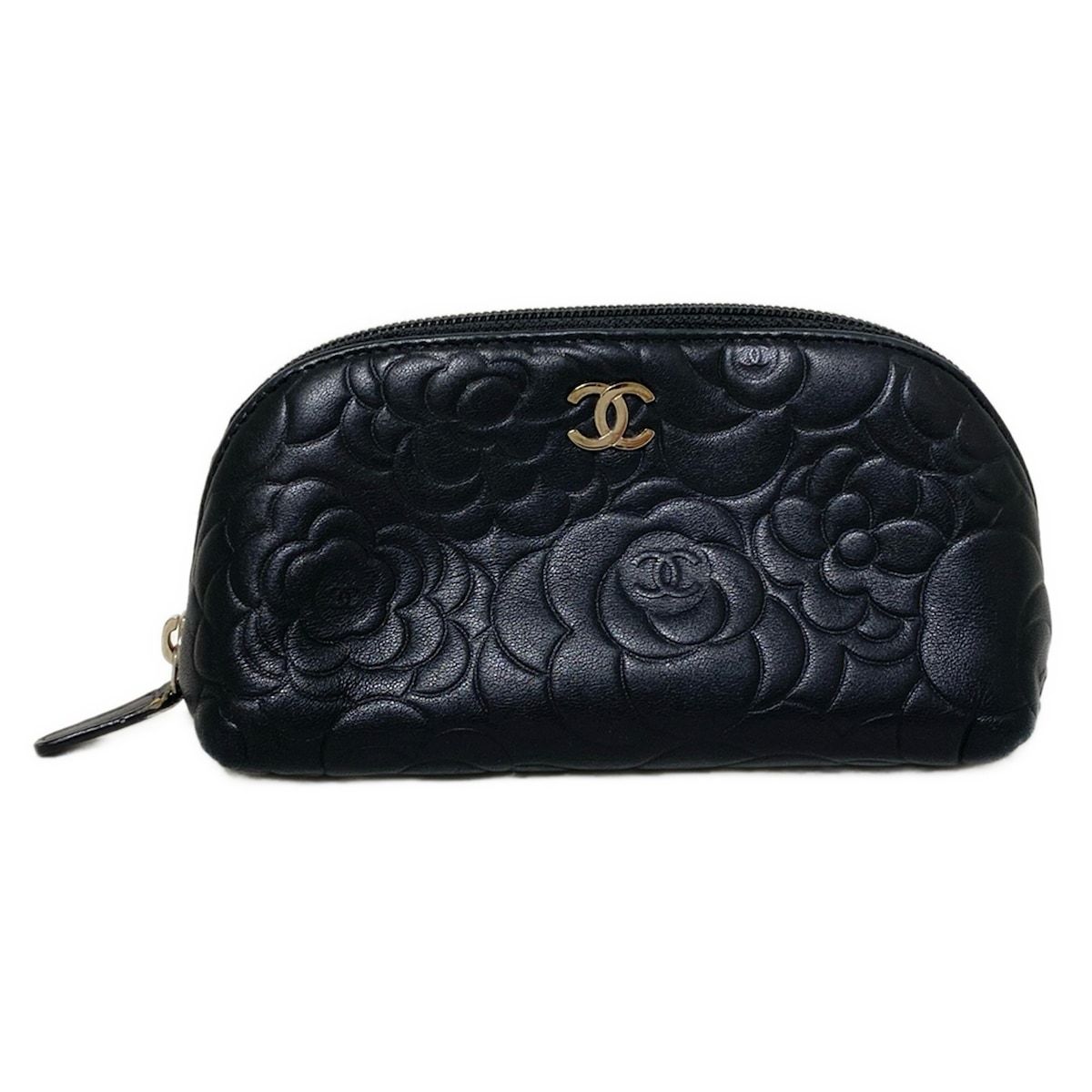 CHANEL シャネル カメリアミニポーチ 小物 ブラック／シルバー