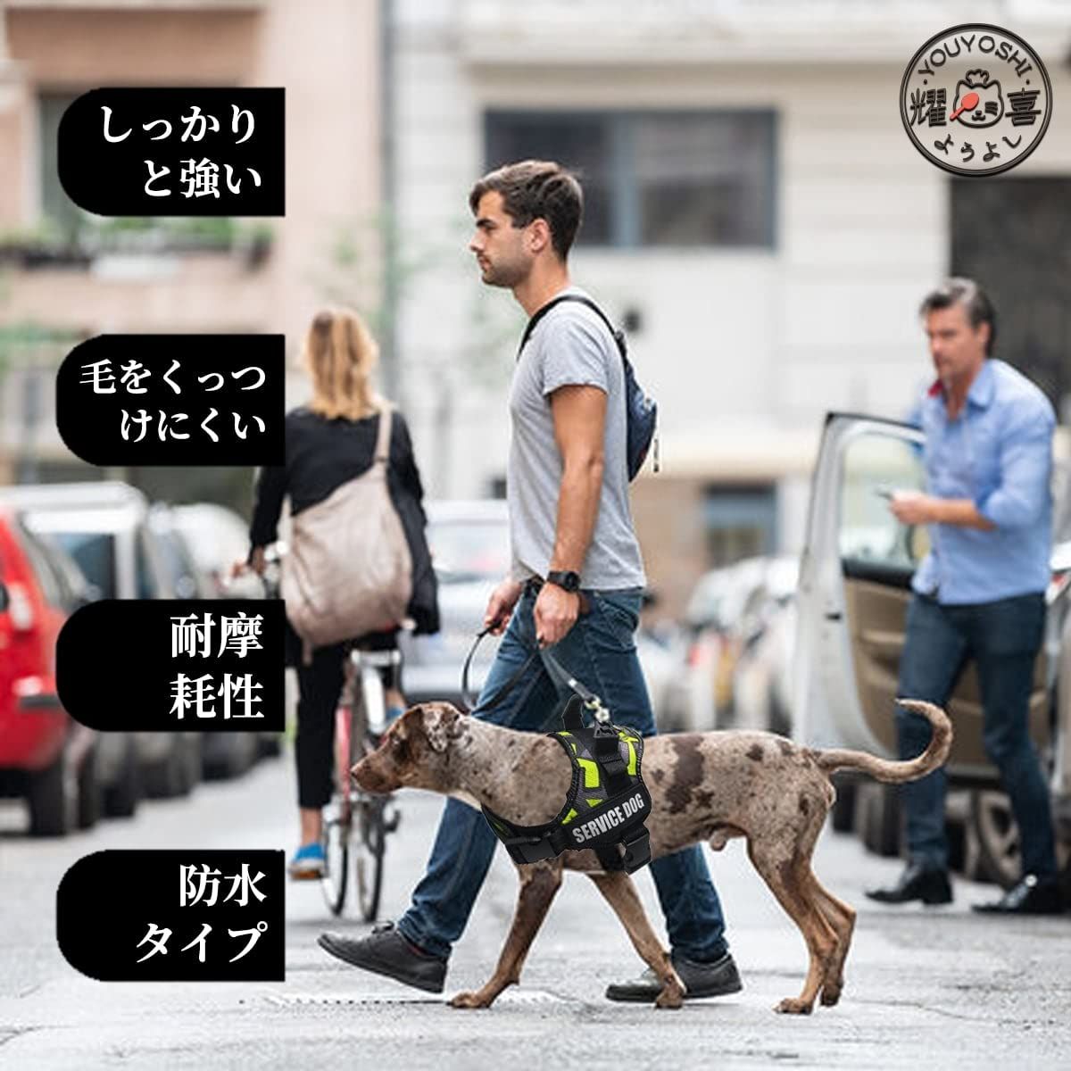 【新品未使用】リード 犬 IDタグカスタム 引っ張り防止胴輪 首締め防止効果きペット用首輪 サイズ調整可能 訓練 犬 ハンドル付き 抜けない お出かけ 夜間反射 ハーネス 柔らかい素材 通気性快適犬用ハーネス 全犬種用チェストストラップ（ 蛍光グリーンM）