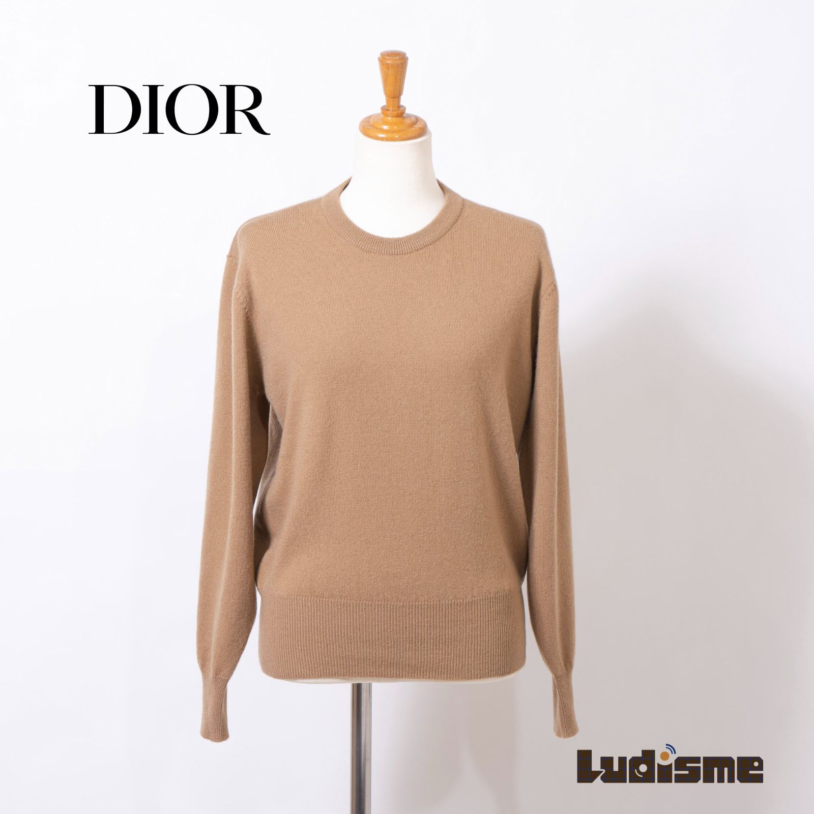 ディオール Christian Dior PRET-A-PORTER クリスチャンディオールプレタポルテ ニットセーター クルーネック ウール ベージュ キャメル M レディース 長袖 トップス