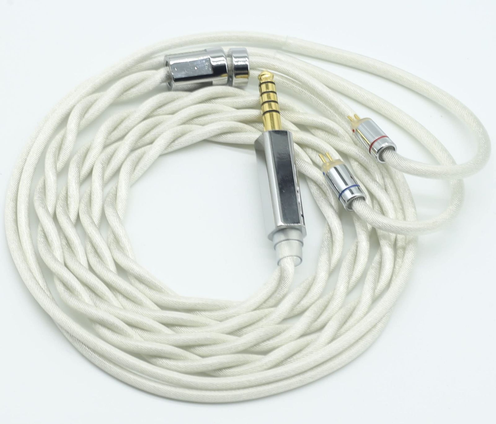 【人気商品】(2pin4.4mm) 2Pinイヤホン交換ケーブル アップグレードケーブル ケーブル 【JSHiFi-銀月】2pin4.4mmリケーブル2芯同軸4.4ｍｍケーブル銀メッキ・単結晶銅混合