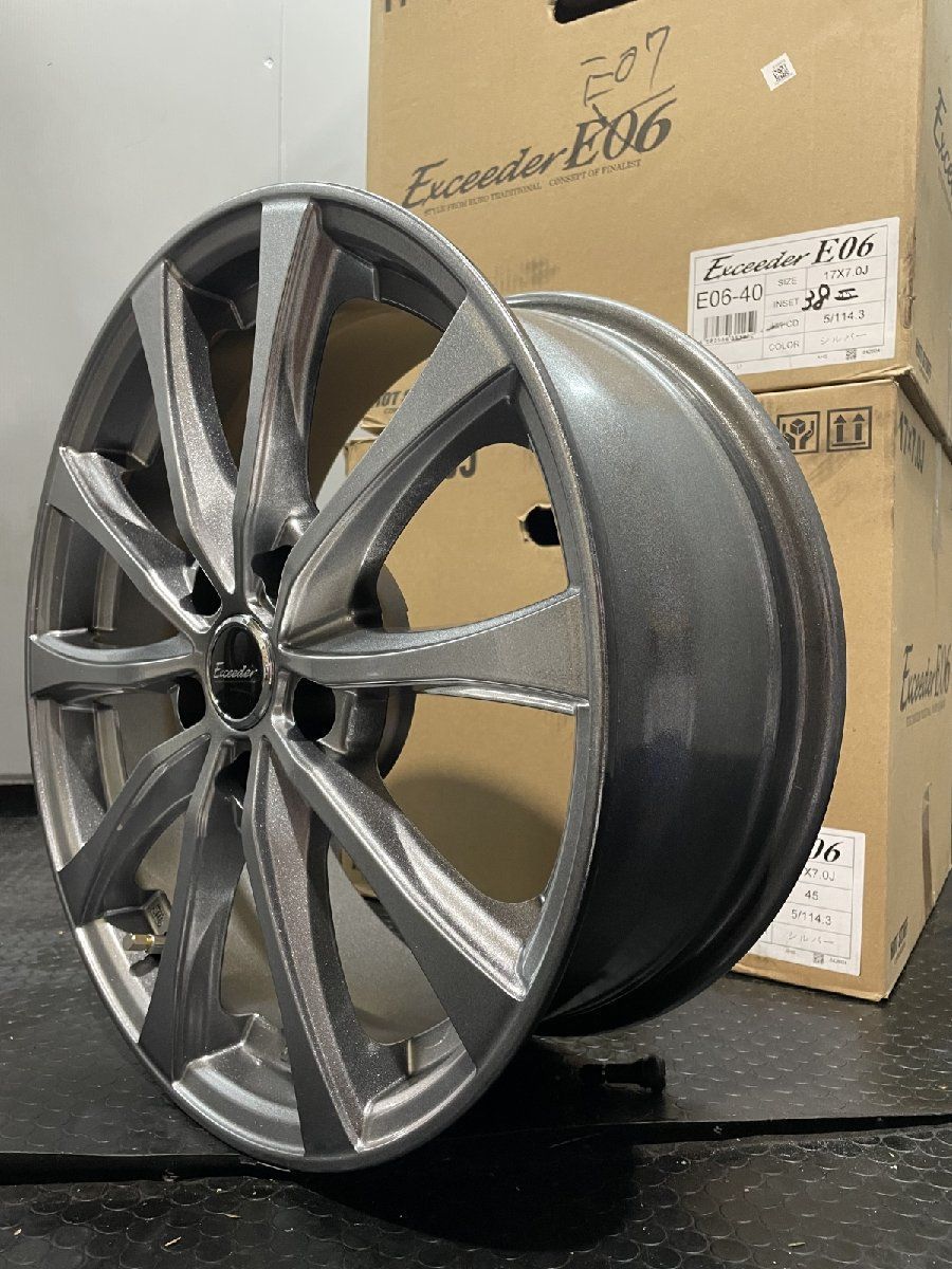 業販品 新品 Exceeder E07 17インチ 7J+45 5-100 ダークシルバー 特選タイヤ 205/50R17 4本セット ウイッシュ/インプレッサ 夏タイヤ 業販品 TOYO PROXES CL1 SUV 205⁄55R17 91V Exceeder E07 ダーク
