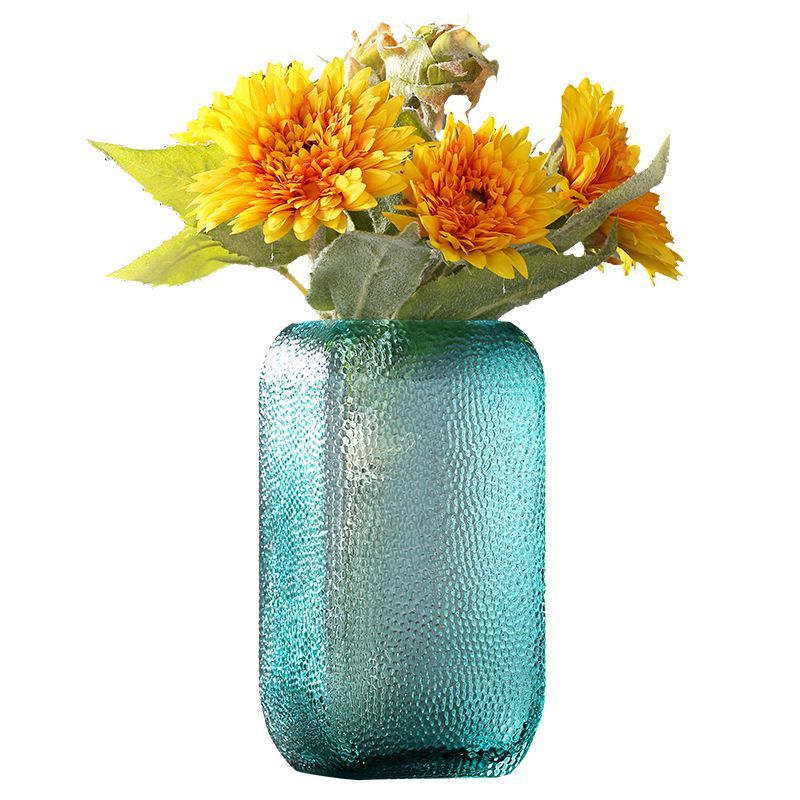 フラワーベース 花瓶 神秘的カラー 角型 モザイクガラス (ブルー