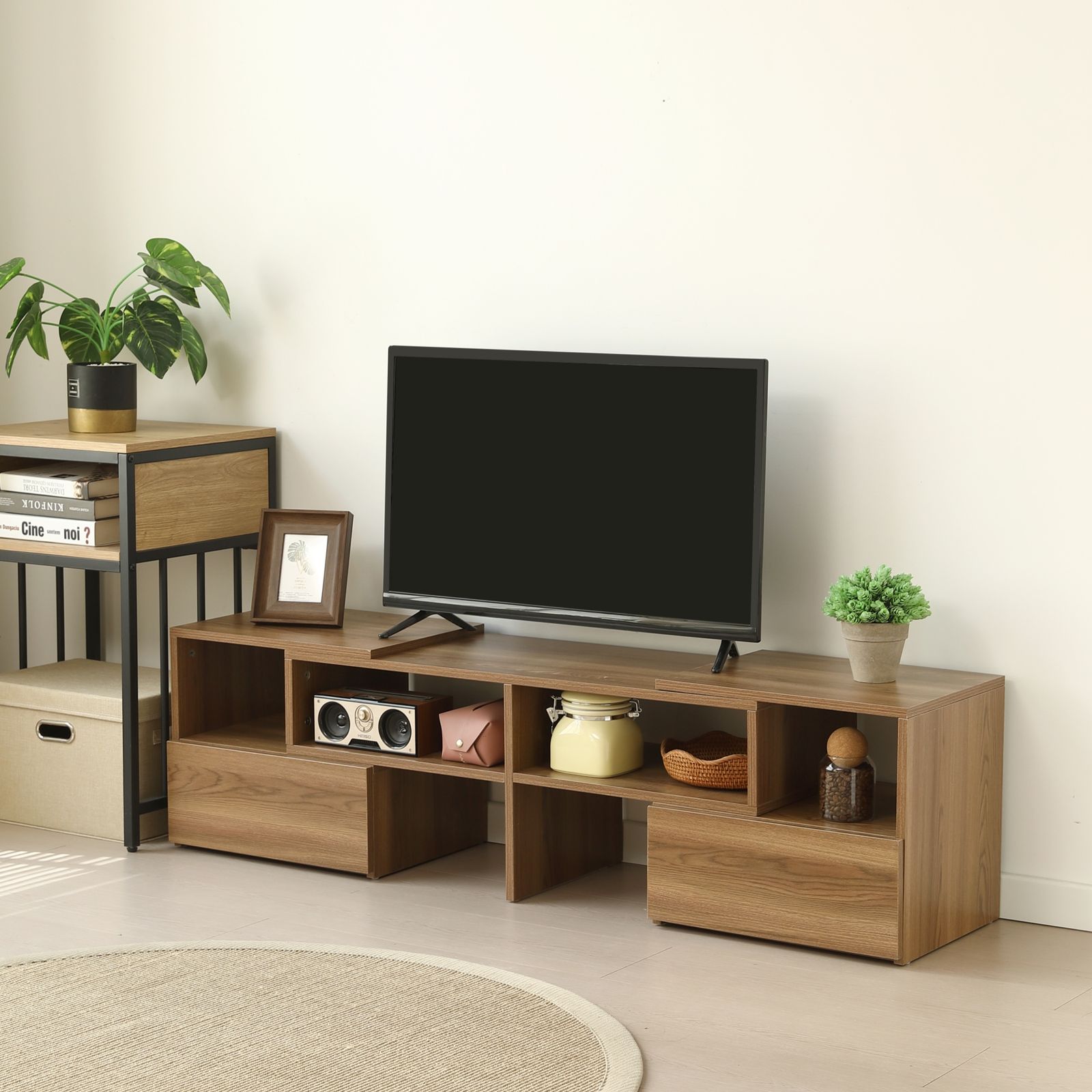 超人気！テレビ台 ローボード 伸縮自由 幅93～172cm NATURAL 伸縮