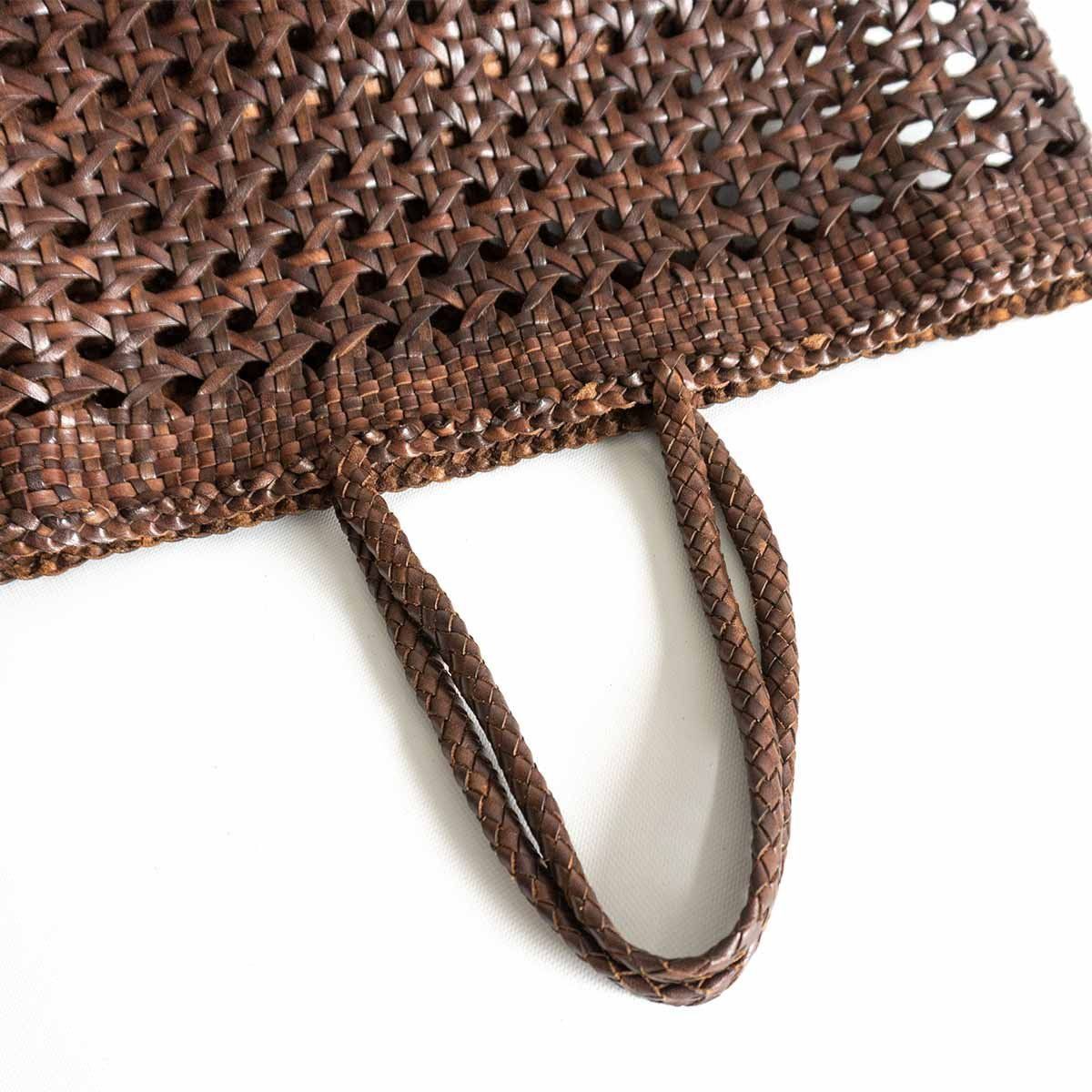 美品】DRAGON【レザー メッシュ トート バッグ】ダークブラウン