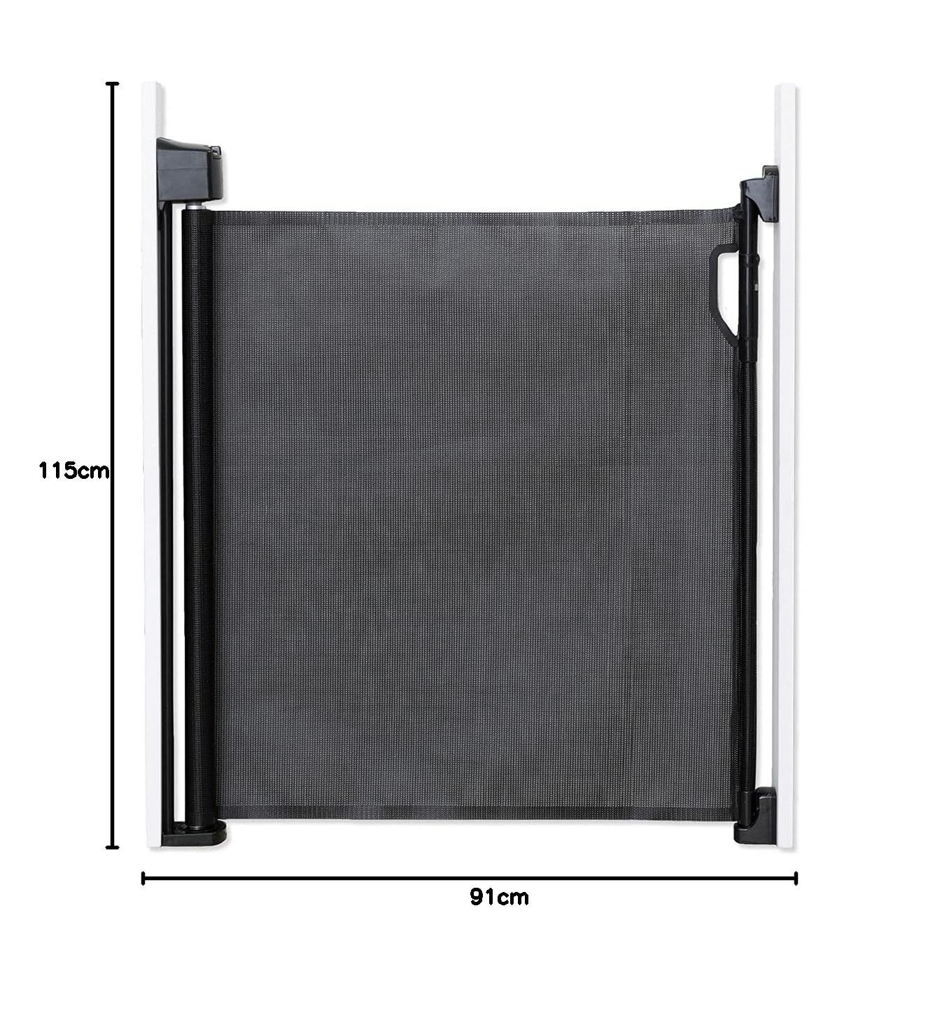 在庫処分 階段上対応 ベビーゲート ブラック ロール式 足元スッキリバリアフリー スルする~とゲイト 最大幅115cm 斜めに設置 日本育児 安心オートロック 省スペース