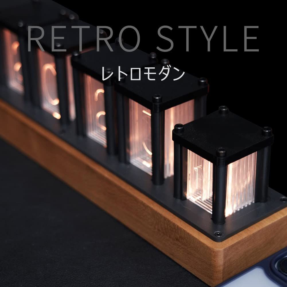 人気商品】1600万色 レトロモダン木製クロック RGBフルカラーLED