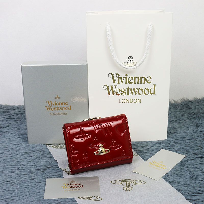 新品未使用 Vivienne Westwood ヴィヴィアンウエストウッド 三つ折り財布 がま口 財布 二つ折り エナメル 13VV110  ワインレッド - メルカリ