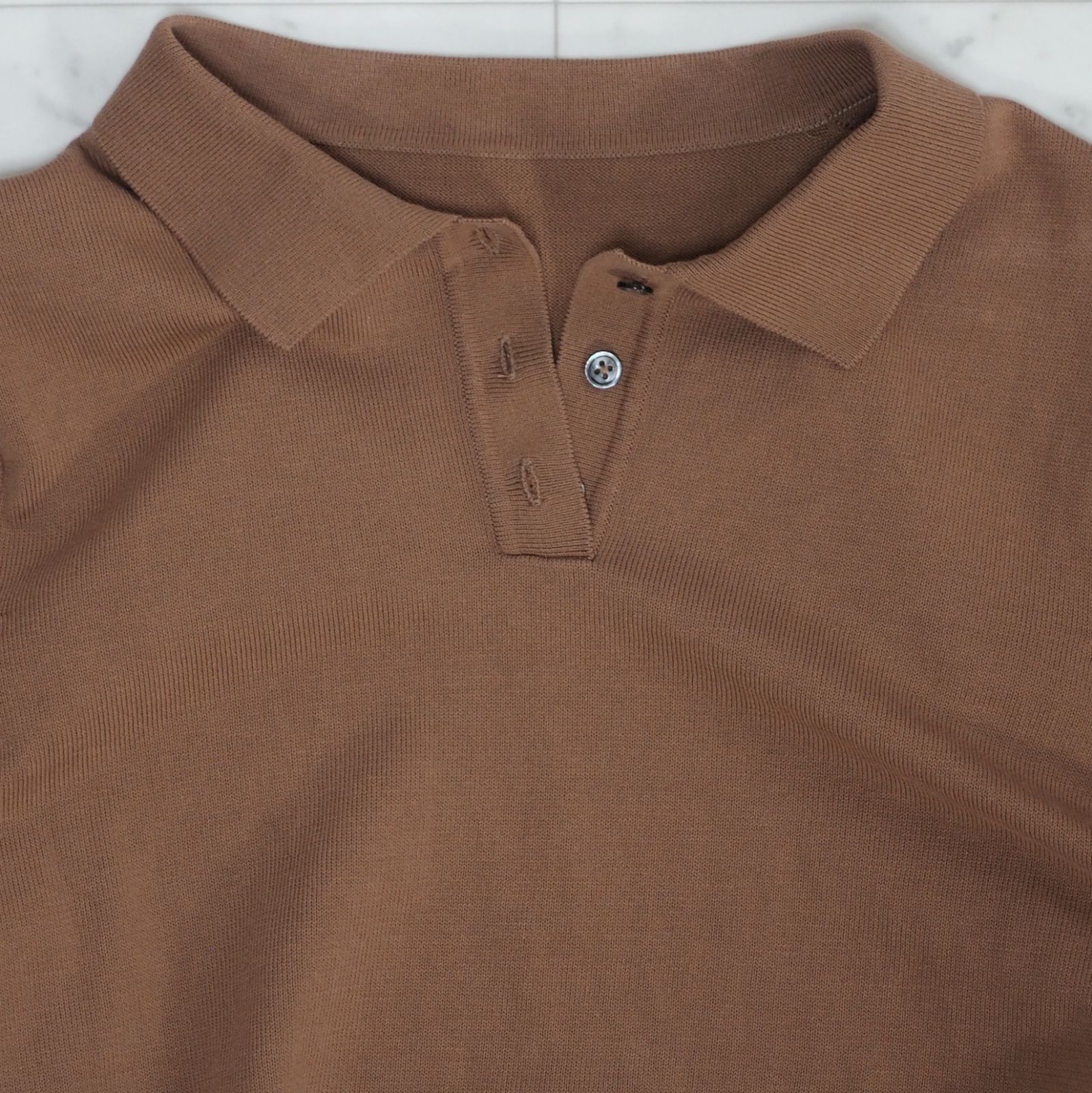 イエナ　CASHWOOL ニットポロシャツ　キャメル IENA CASHWOOL ニットポロシャツ キャメル