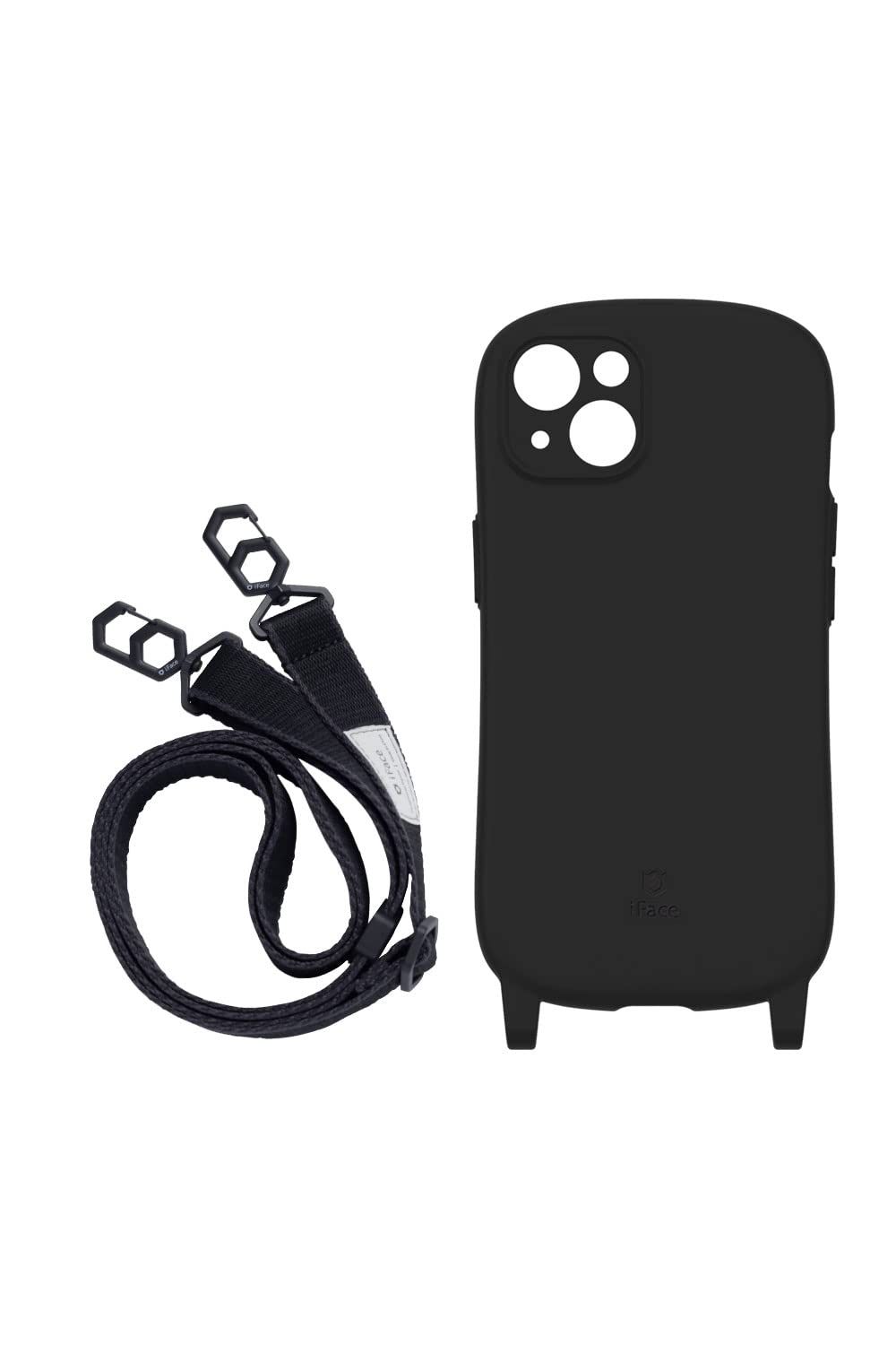iFace Hang and iPhone 14 ケース シリコンハード/ショルダーストラップ セット (ブラック) 【アイフェイス アイフォン14 用 カバー ショルダー ケース 】 [ブラック] [iPhone 14]