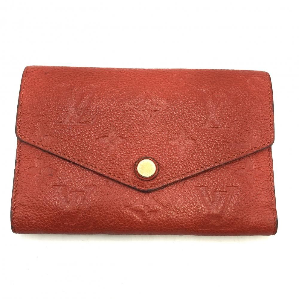 LOUIS VUITTON モノグラム アンプラント ポルトフォイユキュリーズ M60735 レッド 内側汚れ有 ルイヴィトン 17