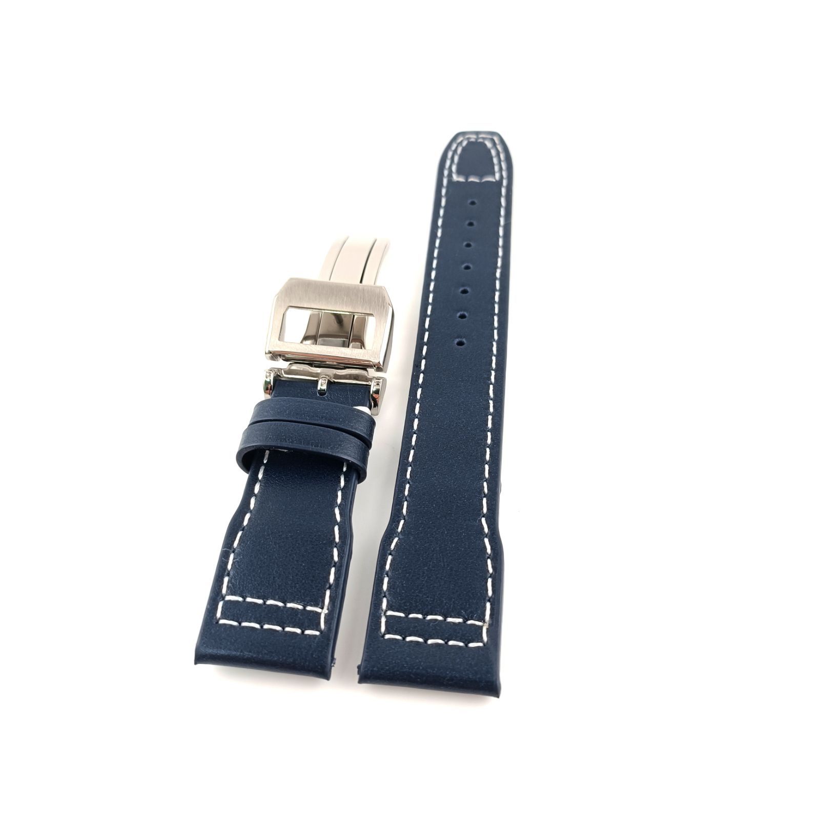 20mm 腕時計 カーフレザー 革ベルト スムースネイビーブルー 紺 【対応