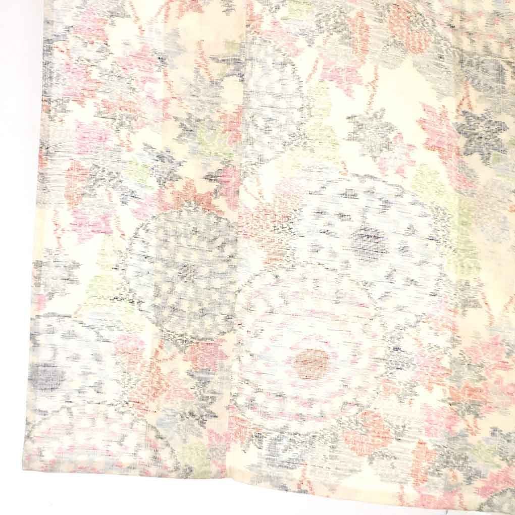 紬 身丈155cm 裄64cm 前幅23cm 後幅29cm 袖丈49cm 袖幅32cm レディース 単衣 花柄 裄Mサイズ 初夏 初秋用 正絹 シルク ホワイト リメイク リユース リサイクル 呉服のきくや