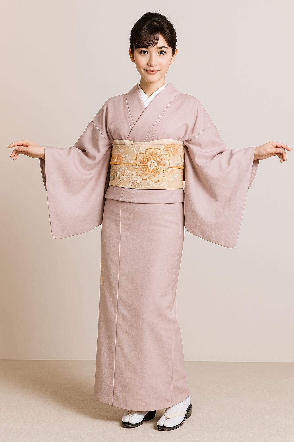 色無地 単品 合繊 仕立て上がり 単衣 TLサイズ くすみピンク 洗える 家紋入れ 和装着物 NO41564-2