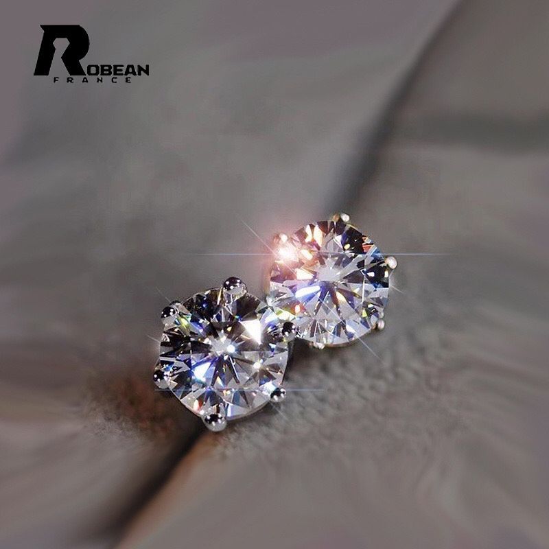人口ダイヤモンドピアス 貴重 EU製 定価6万円☆ROBEAN・人工ダイヤモンド・ピアス☆s925