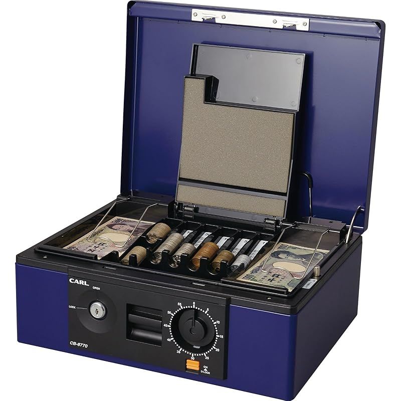 カール事務器 CARL 手提げ金庫 キャッシュボックス A4 ブルー CB-8770 1