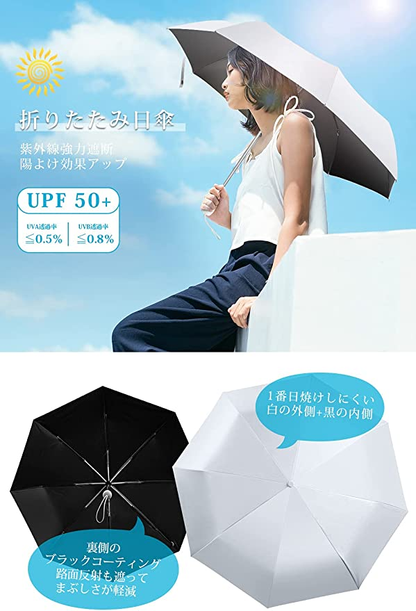 折りたたみ傘 メンズ レディース 晴雨兼用 UV 紫外線カット 白