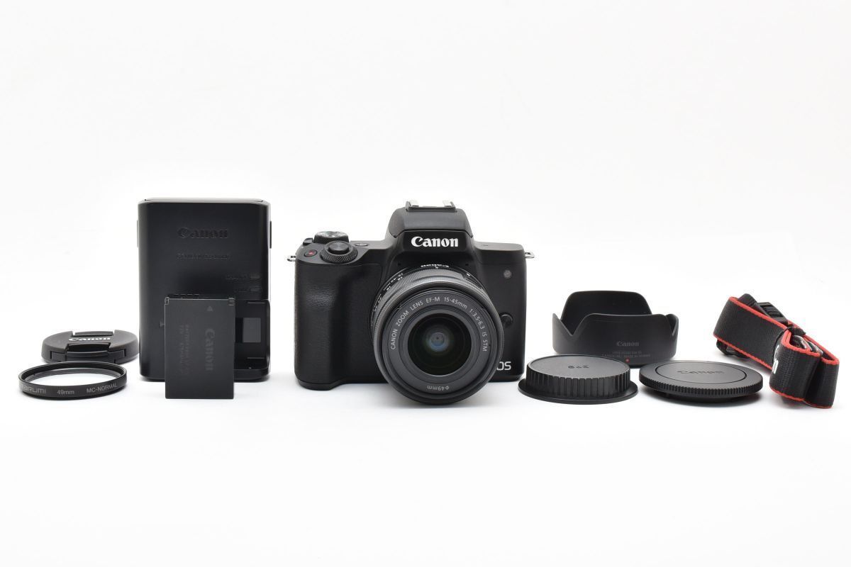 上品 CANON EOS Kiss M2 EF-M 15-45mm F3.5-6.3 IS STM 充電器付き AYM4368 464