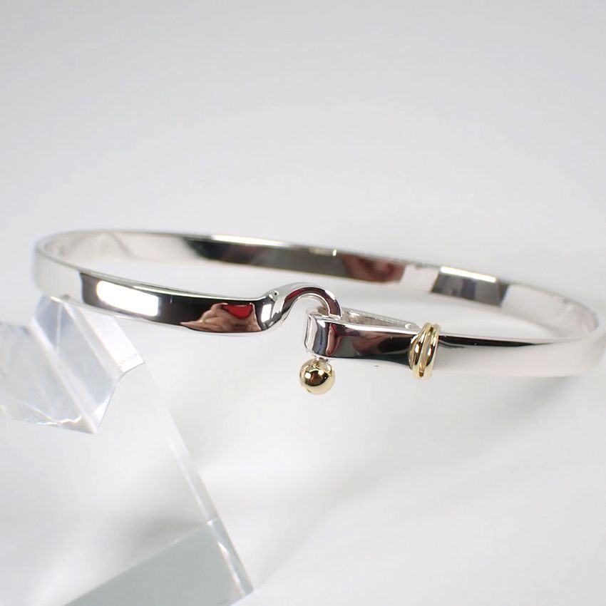 ティファニー 925/750 コンビ フック＆アイ バングル[g298-88］ 美品