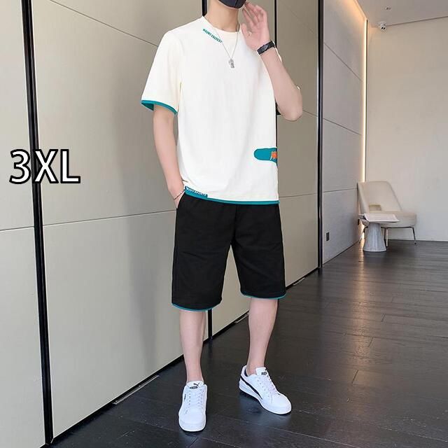 [3XL]春 コーデ メンズ 用 服 シンプル ファッション オシャレ 大人 かっこいい 紳士服 スポーツ カジュアル 半袖 パンツ シャツ 夏  カジュアル 通勤スタイル 重ね着コーデ ゆったりシルエッ
