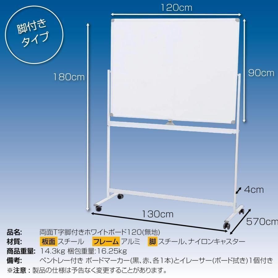 ホワイトボード 移動式 キャスター付き マーカーセット ホワイトボード