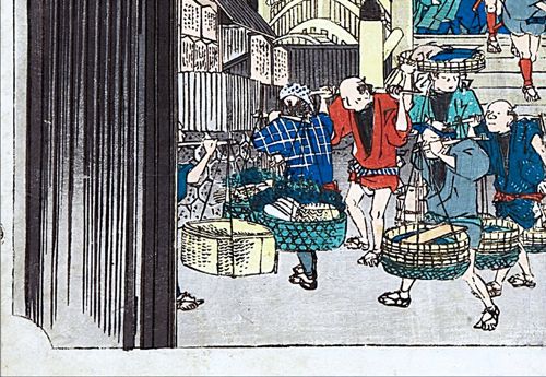 歌川広重 東海道五十三次 日本橋 小サイズ 複製 ポスター 浮世絵 江戸