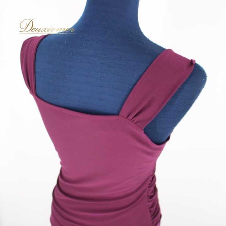 新品】prima boutique 社交ダンス衣装 紫 フレアスリーブドレス バレエ