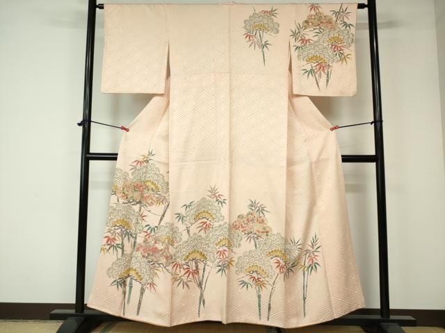 平和屋着物●訪問着　型染め　風景飛鳥文　松竹梅　正絹　逸品　DAAV1174tw 平和屋着物○訪問着 型染め 風景飛鳥文 松竹梅 正絹 逸品 DAAV1174tw 平和