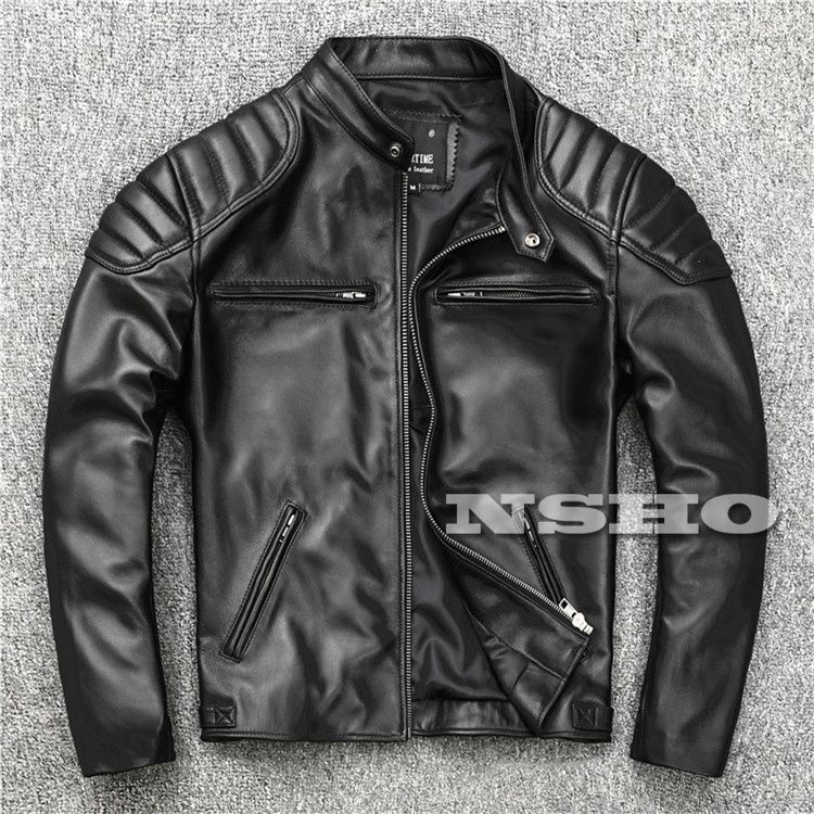 シープスキン アウトロースタイル パテッド シングルライダース レザー