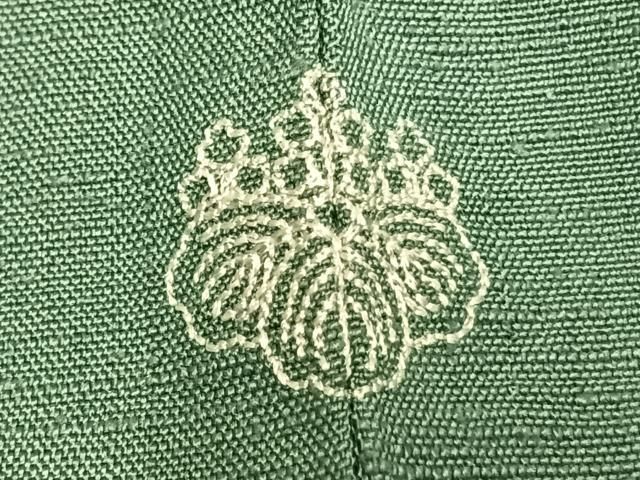 平和屋着物▽小千谷紬 単衣 色無地 薄青色 反端付き 正絹 逸品 未使用