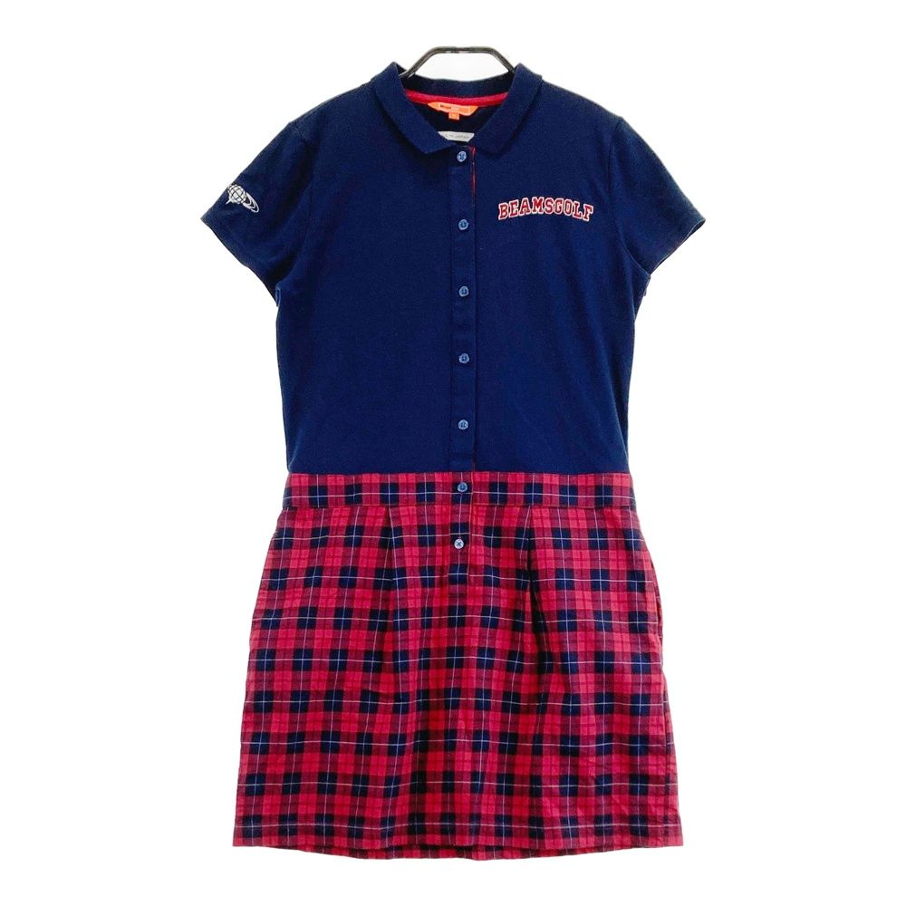 フィラゴルフ】ゴルフ チェック柄 半袖 ポロシャツ ワンピース M 黒×白