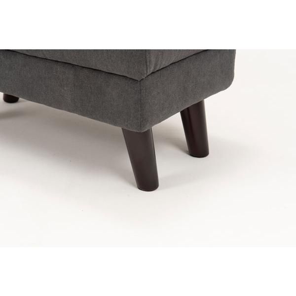 オットマンのスツール 布張り オットマン スツール 足置き ダークグレー色 天然木 BURAITO 未