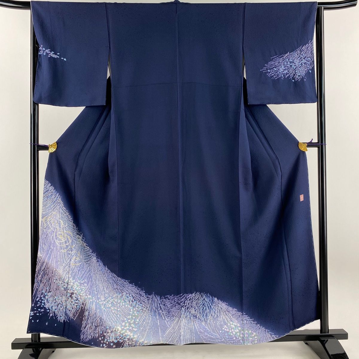 訪問着 身丈159cm 裄丈65.5cm M 袷 滝泰 落款 花柄 幾何学 金糸 絞り  