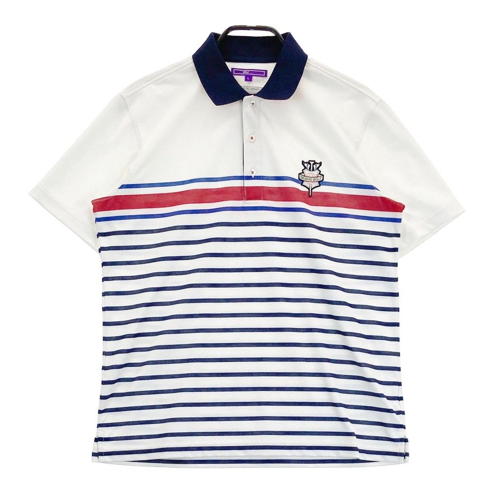 サイズ：L BEAMS GOLF ビームスゴルフ  半袖ポロシャツ ボーダー柄 ホワイト系 [240101220982]# ゴルフウェア メンズ