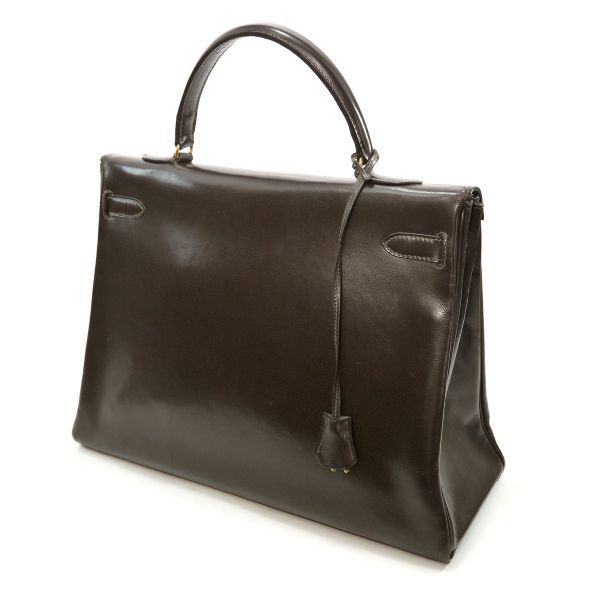 HERMES ヴィンテージケリー35 内縫 ボックスカーフ（濃茶） - メルカリ