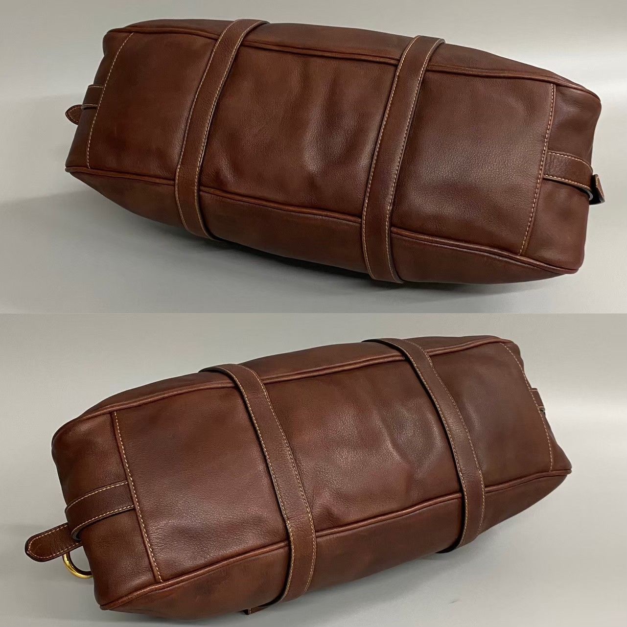 美品 袋 カード付 PRADA プラダ ロゴ 金具 レザー 本革 2way