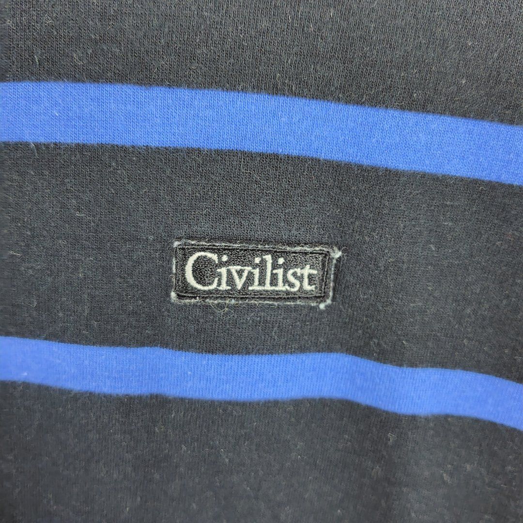 Civilist シビリスト Tシャツ 半袖 クルーネック 総柄 ボーダー 胸ロゴ  