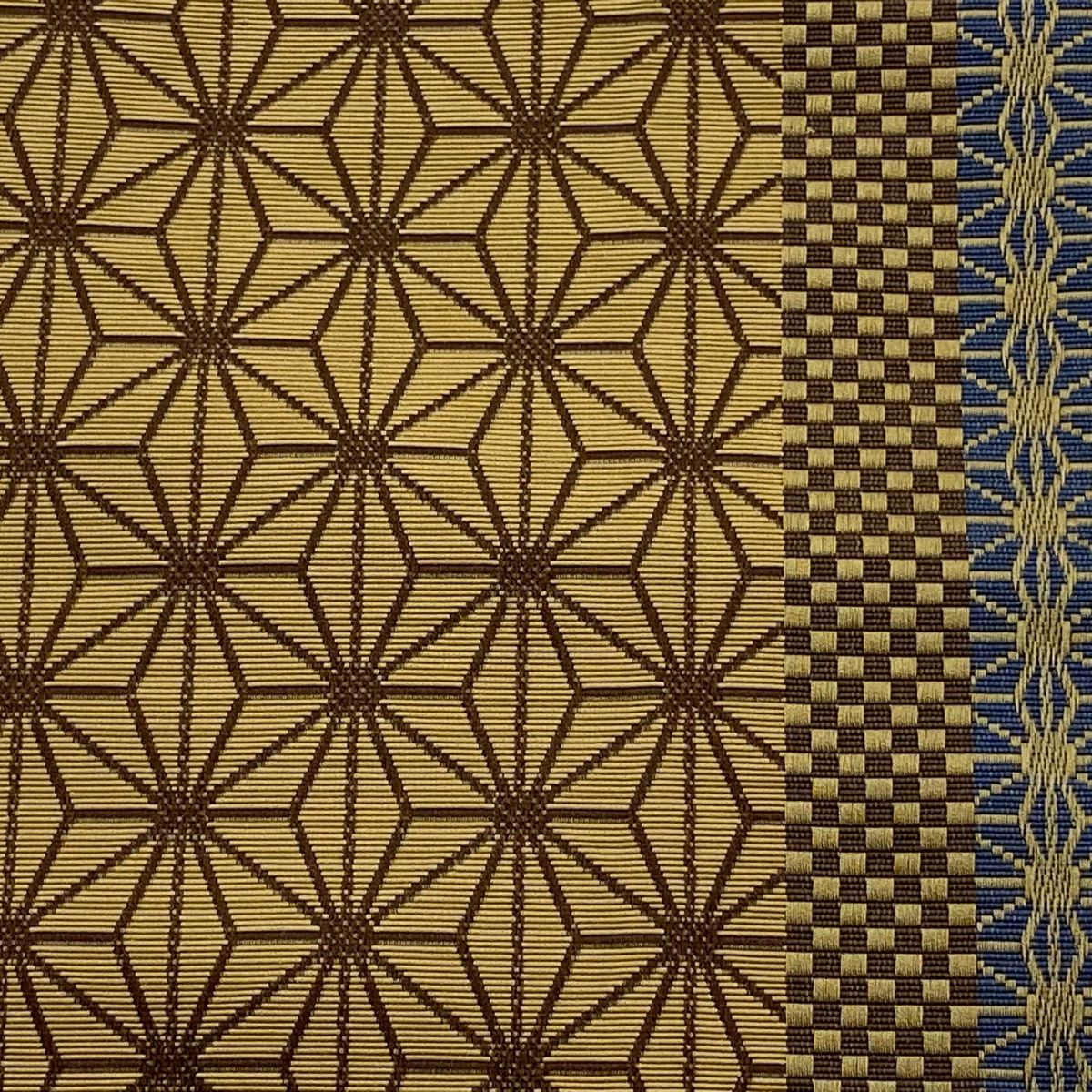 半幅帯 秀品 本場博多織 証紙有 麻の葉 市松 薄茶色 正絹