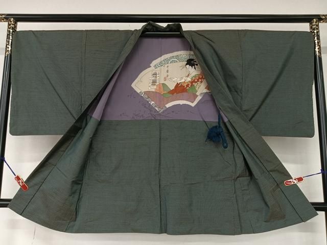 平和屋着物●男性　本場大島紬　アンサンブル　格子　正絹　逸品　AAAV7308zg 平和屋着物○男性 本場大島紬 アンサンブル 格子 正絹 逸品 AAAV7308zg