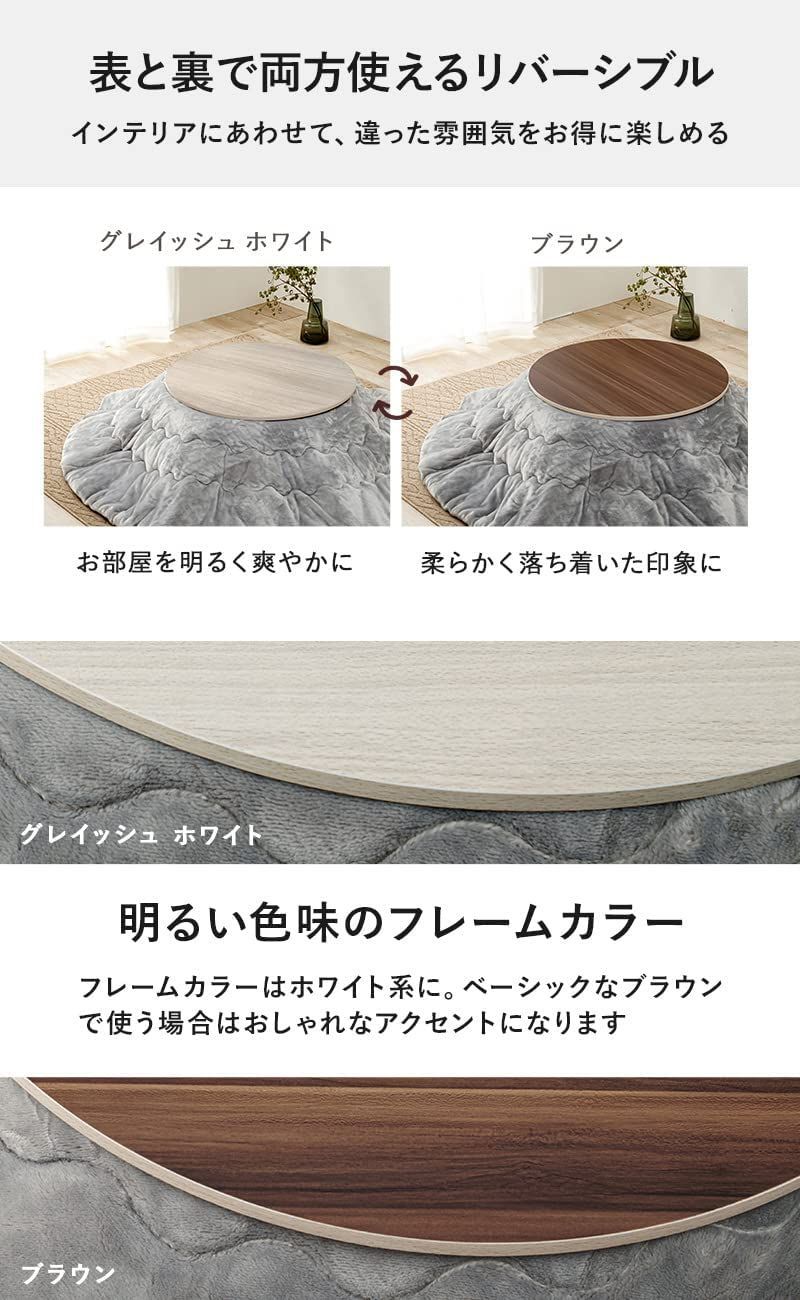 新着商品 ブラウン シンプル リバーシブル グレイッシュホワイト 円形 天板のみの買い替えに 直径80 丸 こたつ天板 1台 コタツ 天板 KT-508-80丸 こたつ 萩原 MARWIL-DEMENAGEMENTS_CH