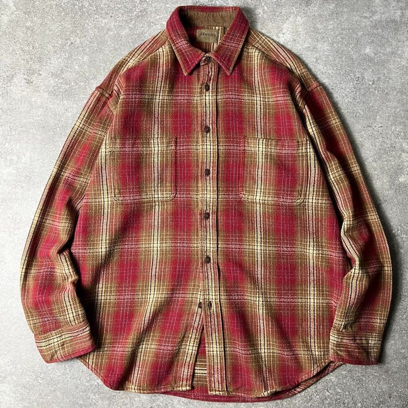 90s インド綿 ST JOHN'S BAY チェック 長袖 ヘビー フランネル