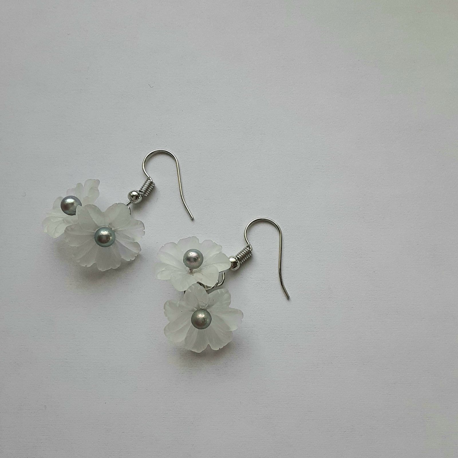727.【10ペア】淡ピンク フラワー パール ハンドメイド ピアス